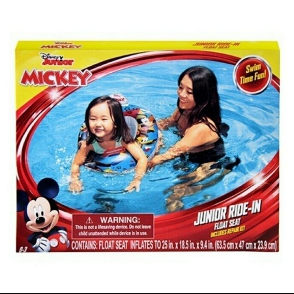 NIB Disney Mickey Mouse Junior Ride In Float Seat Ages 0-3 Pool Baby Infant New